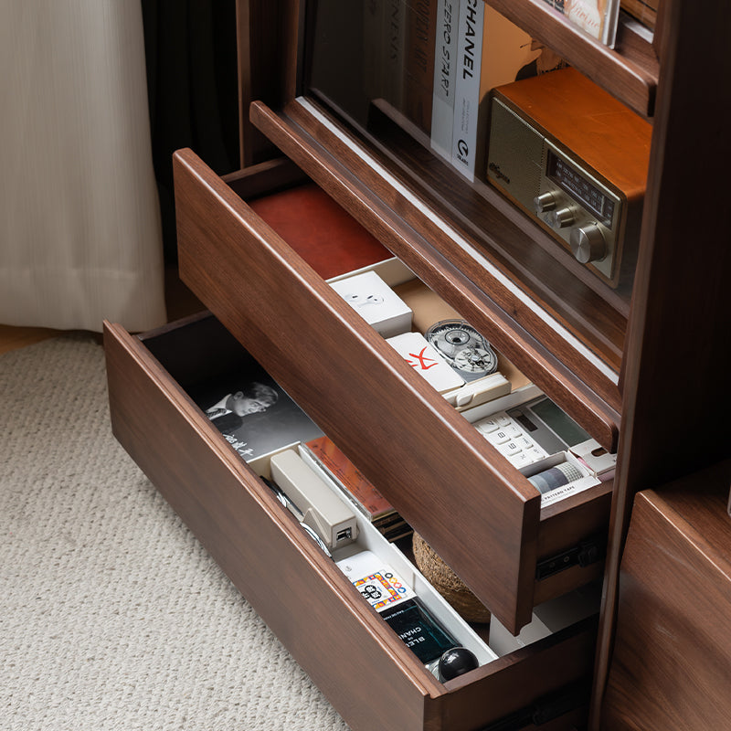 Frederick FAS-Graded Solid Black Walnut Wood Flip-door Bookcase Display Shelf/Storage Cabinet