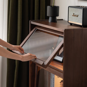 Frederick FAS-Graded Solid Black Walnut Wood Flip-door Bookcase Display Shelf/Storage Cabinet