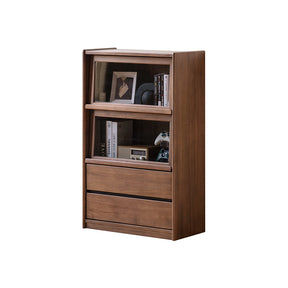 Frederick FAS-Graded Solid Black Walnut Wood Flip-door Bookcase Display Shelf/Storage Cabinet