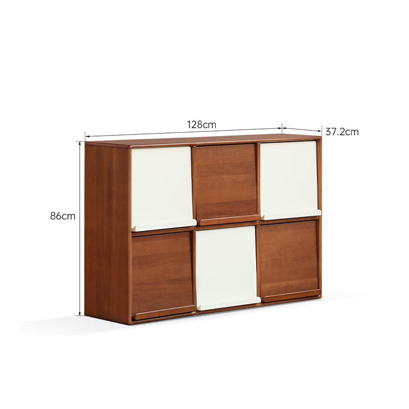 Kayla FAS-Graded Solid Poplar Wood 1.28m Flip-door Multi-Drawer Bedside Storage Cabinet for Home