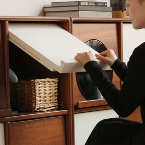 Kayla FAS-Graded Solid Poplar Wood 1.28m Flip-door Multi-Drawer Bedside Storage Cabinet for Home