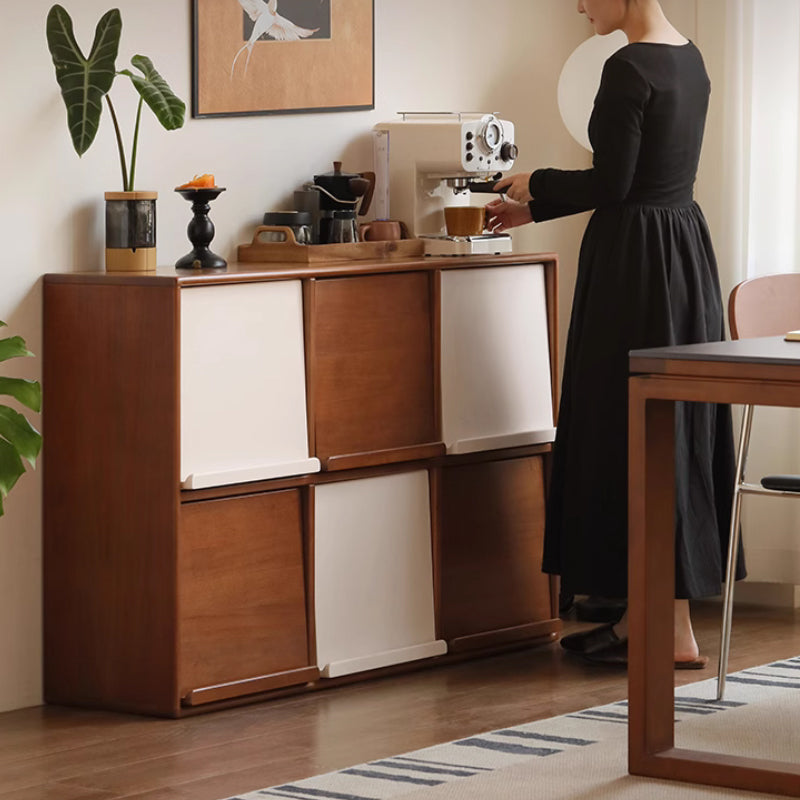 Kayla FAS-Graded Solid Poplar Wood 1.28m Flip-door Multi-Drawer Bedside Storage Cabinet for Home