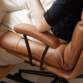 Hugh Genuine Leather Adjustable Height Computer Chair/Office Chair and Iron Legs