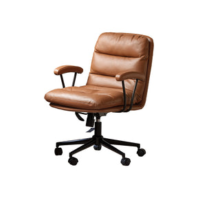 Hugh Genuine Leather Adjustable Height Computer Chair/Office Chair and Iron Legs