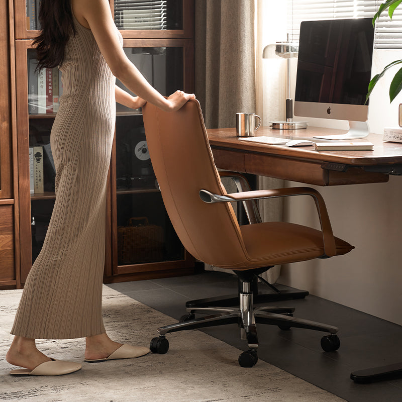 Weston Adjustable Height Eco-friendly Cloud Leather Office Chair/Computer Chair with Caster Wheels Orange Color