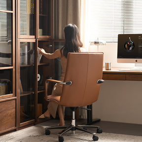 Weston Adjustable Height Eco-friendly Cloud Leather Office Chair/Computer Chair with Caster Wheels Orange Color