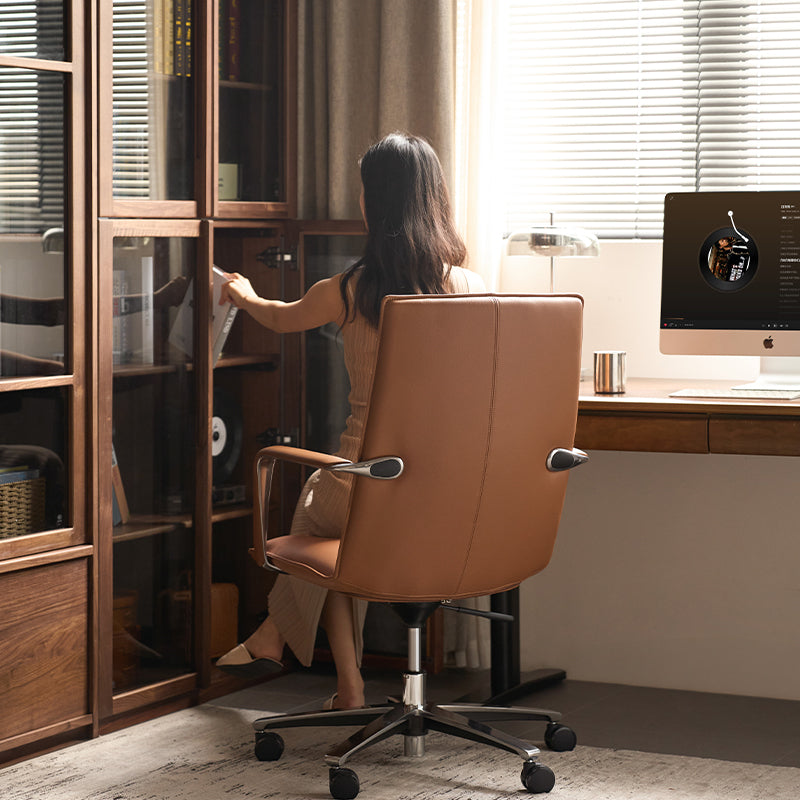 Weston Adjustable Height Eco-friendly Cloud Leather Office Chair/Computer Chair with Caster Wheels Orange Color