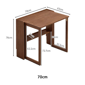 Adara 70cm/94cm FAS-Graded Solid American Oak Wood Space Saving Folding Table/Foldable Dining Table