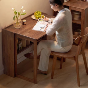Adara 70cm/94cm FAS-Graded Solid American Oak Wood Space Saving Folding Table/Foldable Dining Table