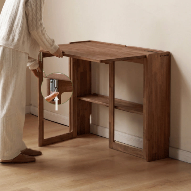 Adara 70cm/94cm FAS-Graded Solid American Oak Wood Space Saving Folding Table/Foldable Dining Table