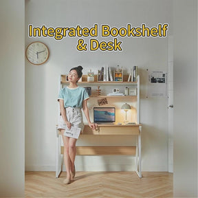 Uriel 100cm/120cm Single Office Desk/Computer Table With Cabinet/Bookcase/Drawer White & Natural Wood Color