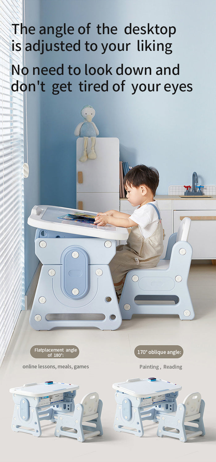 Adjustable Baby Desk & Chair Ergonomic Design in Soft Blue OZ Study