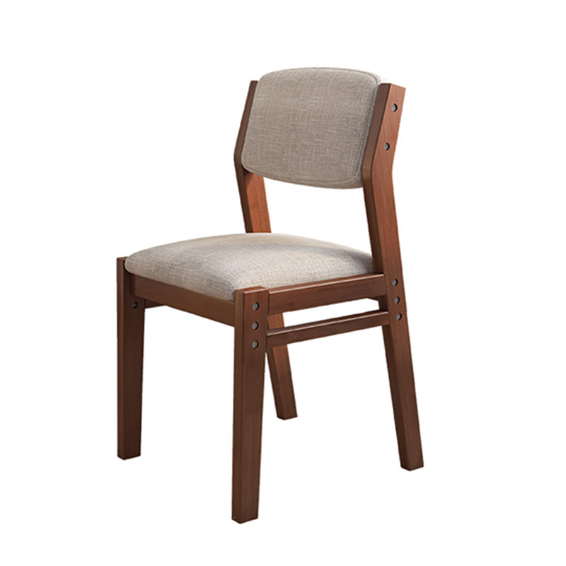 Selee Height-Adjustable Solid Timber Z Shape Dining Chair /Rubberwood/Cotton and Linen/Walnut