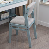 Selee Height-Adjustable Solid Timber Z Shape Chair /Rubberwood/Cotton and Linen/Blue