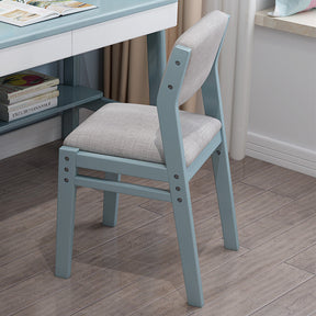 Selee Height-Adjustable Solid Timber Z Shape Chair /Rubberwood/Cotton and Linen/Blue