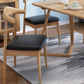 Leo Timber  Chair/Solid wood legs/ PU leather/Minimalist/Black Cushion