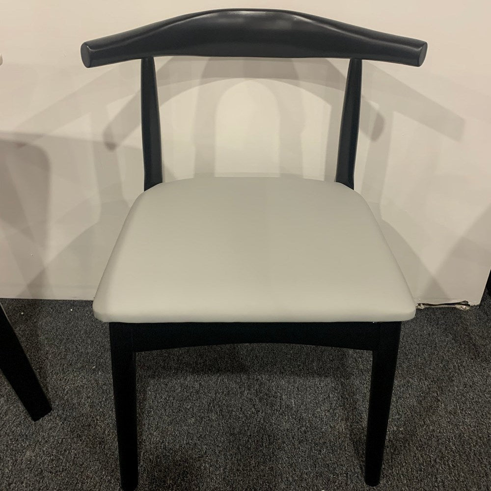Leo Timber  Chair/Solid wood legs/ PU leather/Minimalist/Grey