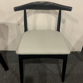 Leo Timber  Chair/Solid wood legs/ PU leather/Minimalist/Grey