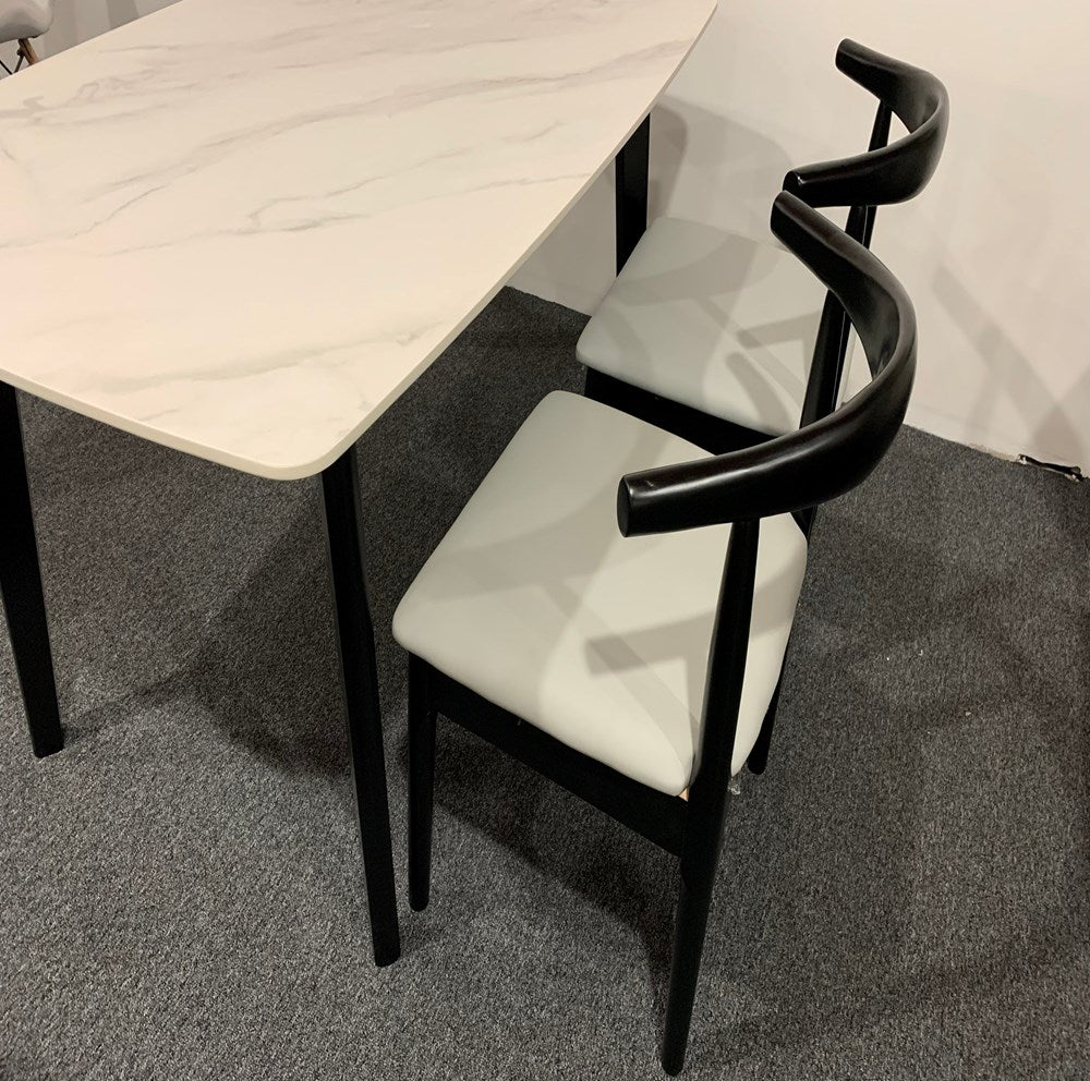 Leo Timber  Chair/Solid wood legs/ PU leather/Minimalist/Grey