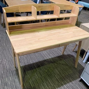 Solid Wood Study Desk with Shelf/Solid Timber/Minimal Assembly/Natural Wood Colour