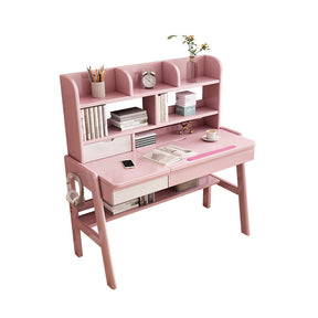 Avelinn Study Desks/Solid Wood Study Desk with Shelf/Home Office/Pink