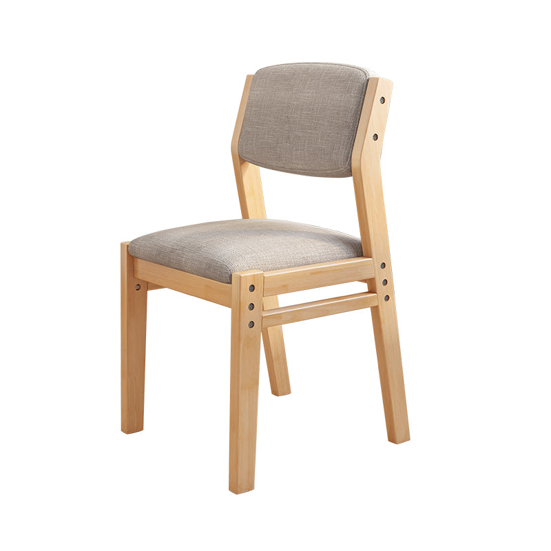 Selee Height-Adjustable Solid Timber Z Shape Dining Chair /Rubberwood/Cotton and Linen/Natural