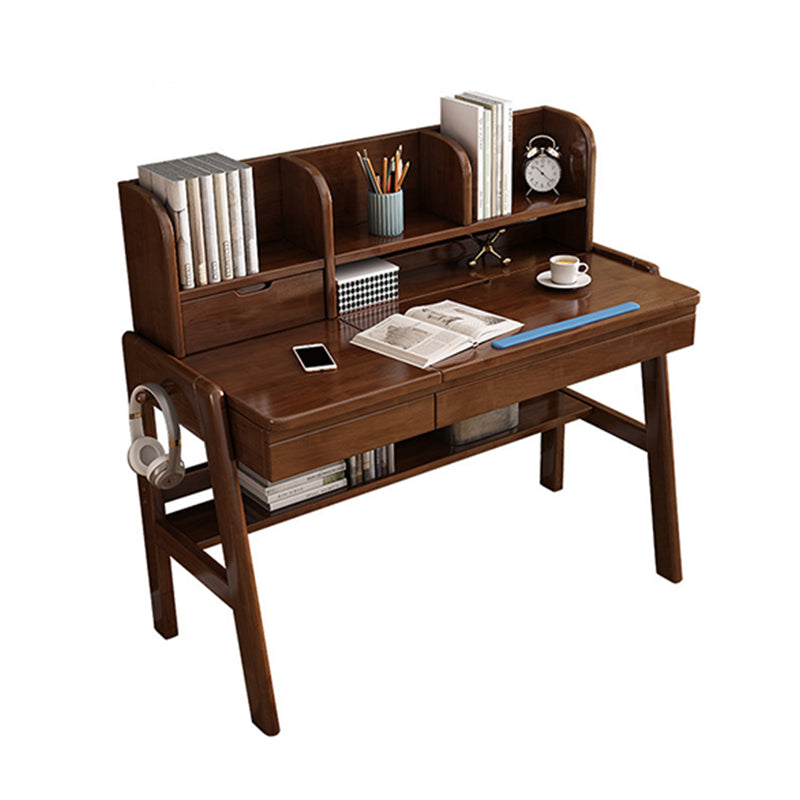 Avelinn Study Desks/Solid Wood Study Desk with Shelf/Home Office/Walnut