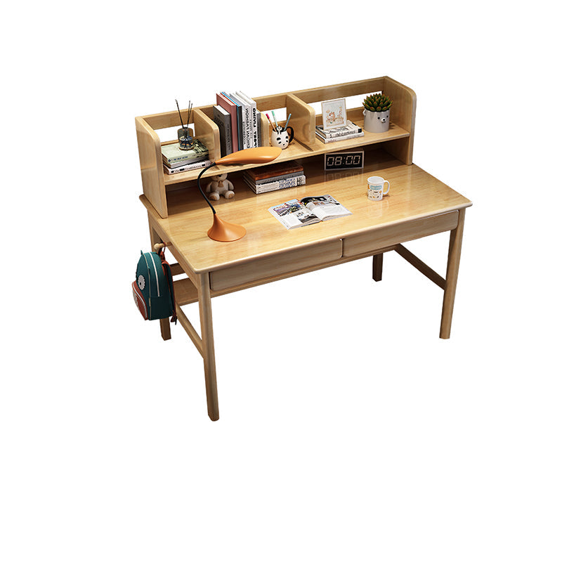 Blythe Solid Wood Study Desk with Book Shelves and Drawers/Rubberwood
