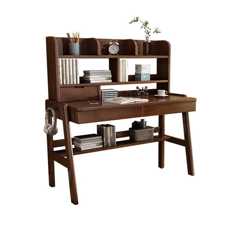 Study Racks Wood Ave Walnut Solid Rubberwood Study Desk with Drawers | OZSD – OZ Study Desks
