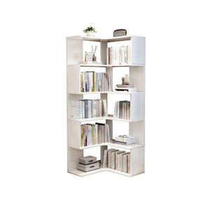 Ossab White Solid Wood Corner Shelf/Bookcase/Showcase/Rubberwood