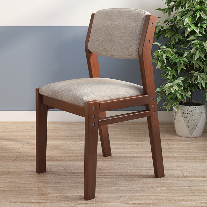 Selee Height-Adjustable Solid Timber Z Shape Dining Chair /Rubberwood/Cotton and Linen/Walnut