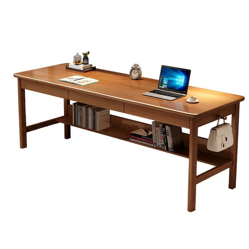 Lynard Walnut Color Solid Wood Study Desk with Drawers/Rubberwood/Long Study Desk/1.6M/1.8M