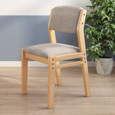 Selee Height-Adjustable Solid Timber Z Shape Chair /Rubberwood/Cotton and Linen/Natural