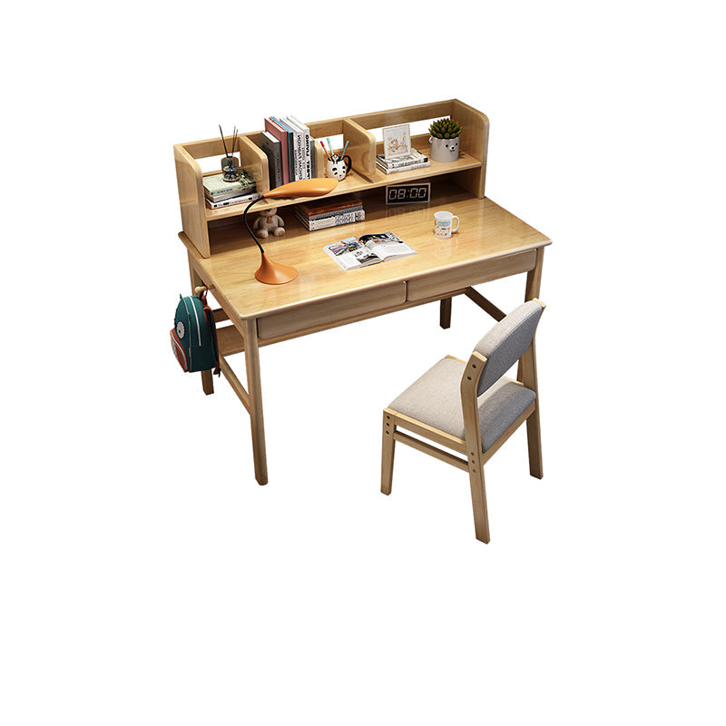 Blythe Solid Wood Study Desk with Book Shelves and Drawers/Rubberwood