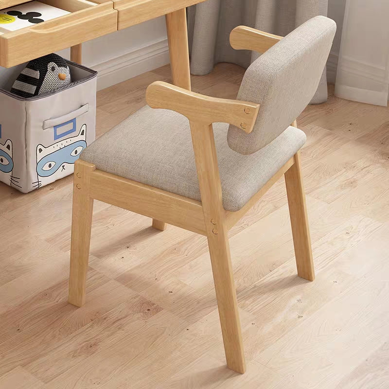 Solid Timber Z Shape Chair/Study Chair/Pinewood/Cotton and Linen