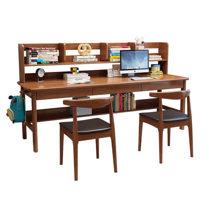 Dalenna Solid Wood Study Desk with Book Shelves and Drawers/Rubberwood OZ Study Desks
