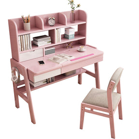 Avelinn Study Desks/Solid Wood Study Desk with Shelf/Home Office/Pink