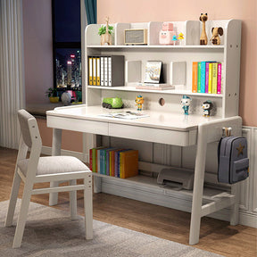 Selee Height-Adjustable Solid Timber Z Shape Chair /Rubberwood/Cotton and Linen/White