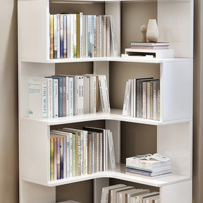 Ossab White Solid Wood Corner Shelf/Bookcase/Showcase/Rubberwood