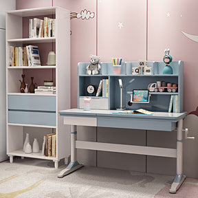 120cm Height-Adjustable Kids Study Desks/Rubberwood Study Desk with Shelf/Home Office/Blue