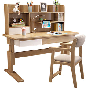 Height-Adjustable Study Desks/Solid Wood Study Desk with Shelf/Home Office