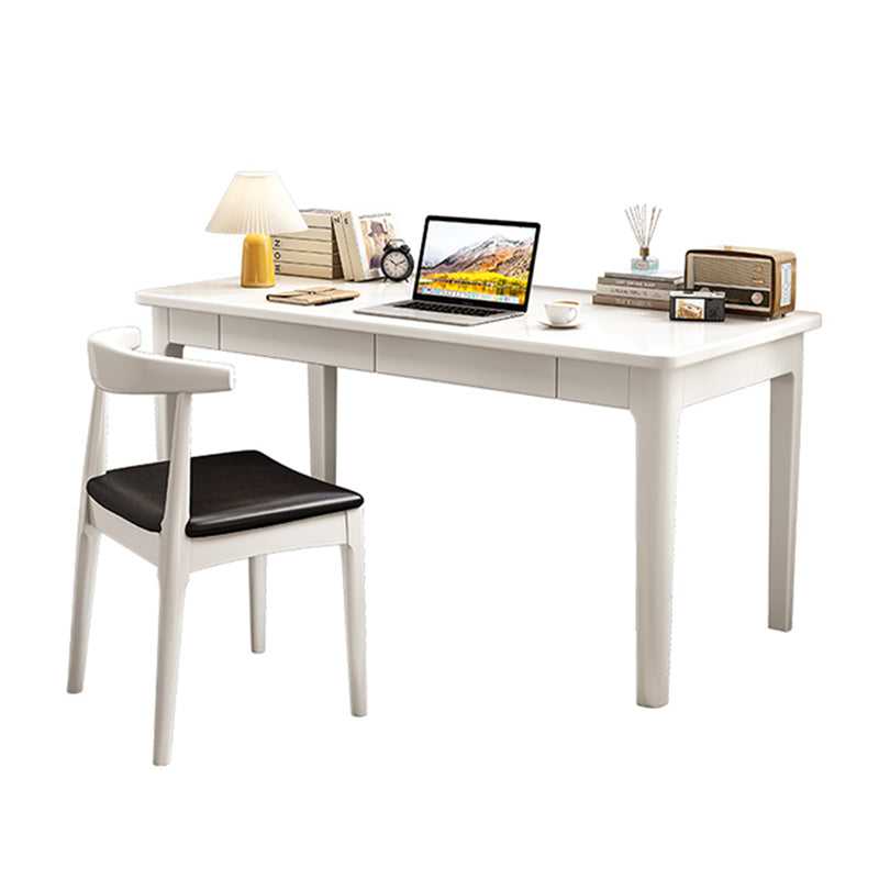 Mitch Solid Wood Study Desk /Rubberwood/Minimal Assembly/White