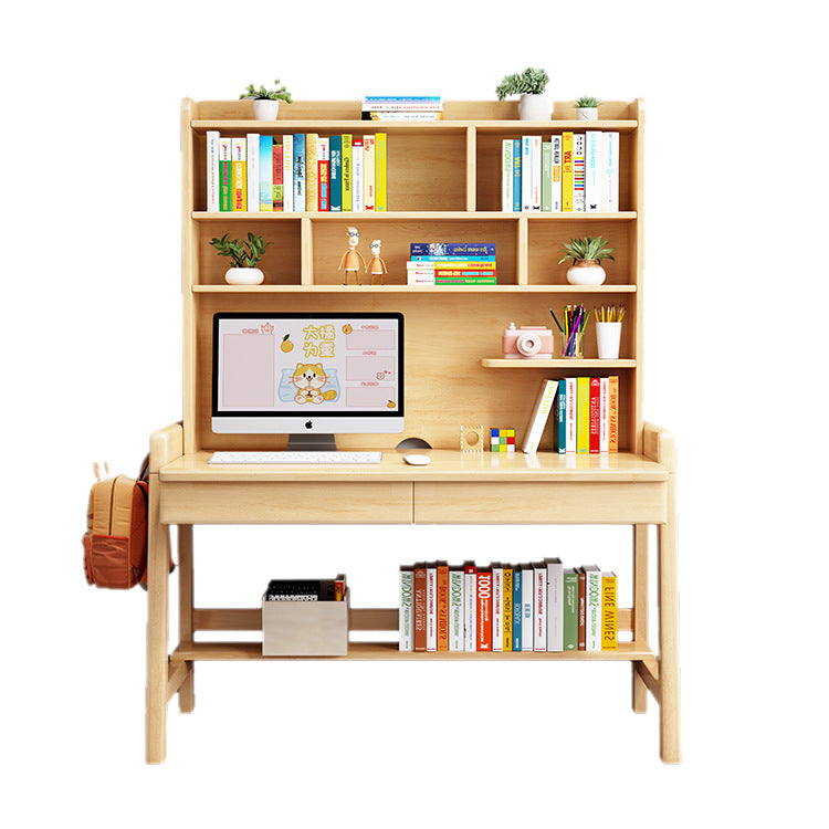 Bahid Study Desks/Solid Wood Study Desk with Shelf/Home Office/Natural wood color