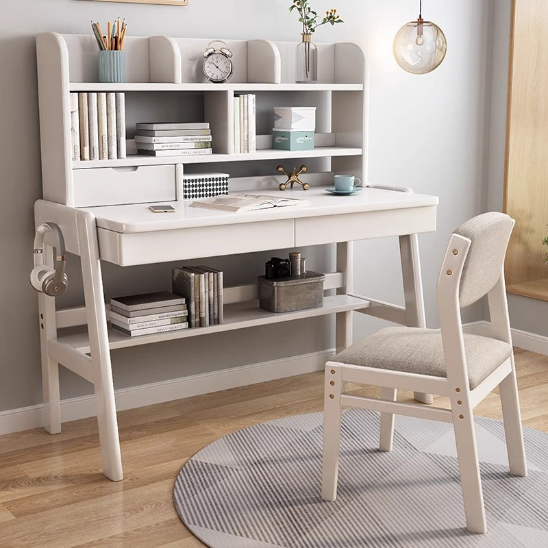 Wood White Desk Bookshelves 1000mm Modern White Floating Desk With