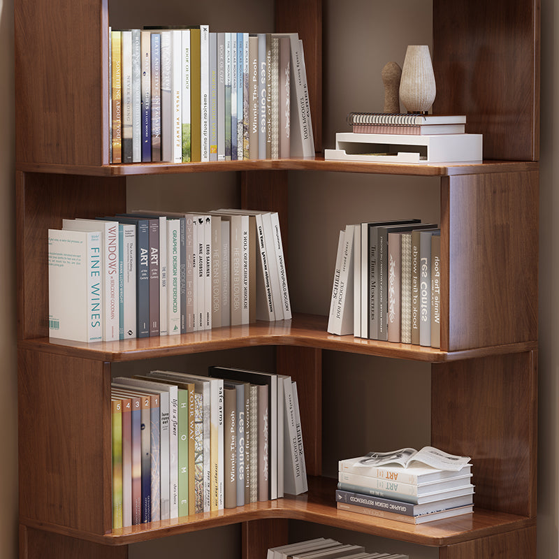 Ossab Walnut Solid Wood Corner Shelf/Bookcase/Showcase/Rubberwood
