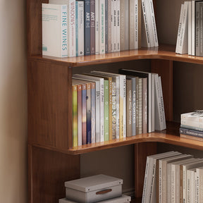 Ossab Walnut Solid Wood Corner Shelf/Bookcase/Showcase/Rubberwood