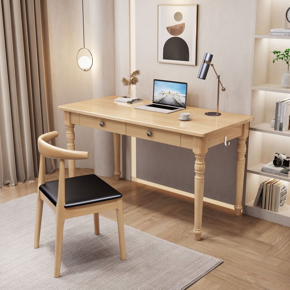 Bonard Solid Wood Study Desk with Drawers/Rubberwood/Minimal Assembly/0.8M/1M