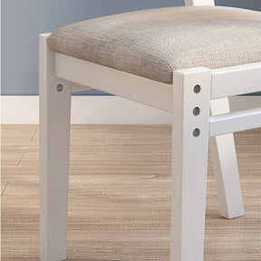 Selee Height-Adjustable Solid Timber Z Shape Chair /Rubberwood/Cotton and Linen/White