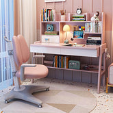 Stanselly Pink Solid Wood Kids Study Desk with Shelf/Rubberwood/1.2M