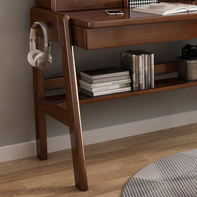 Avelinn Study Desks/Solid Wood Study Desk with Shelf/Home Office/Walnut